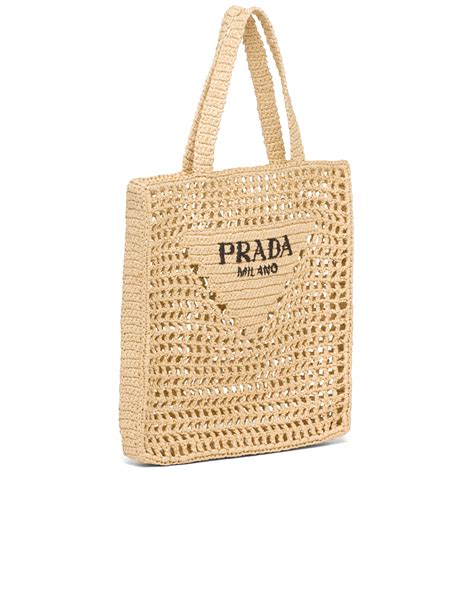 prada straw bag white|Prada raffia tote bag.